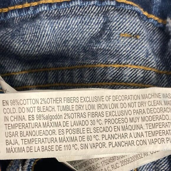 Forever 21 Los Angeles Distressed Frayed Hem Denim Mini Skirt Graphic Patches - Picture 7 of 8